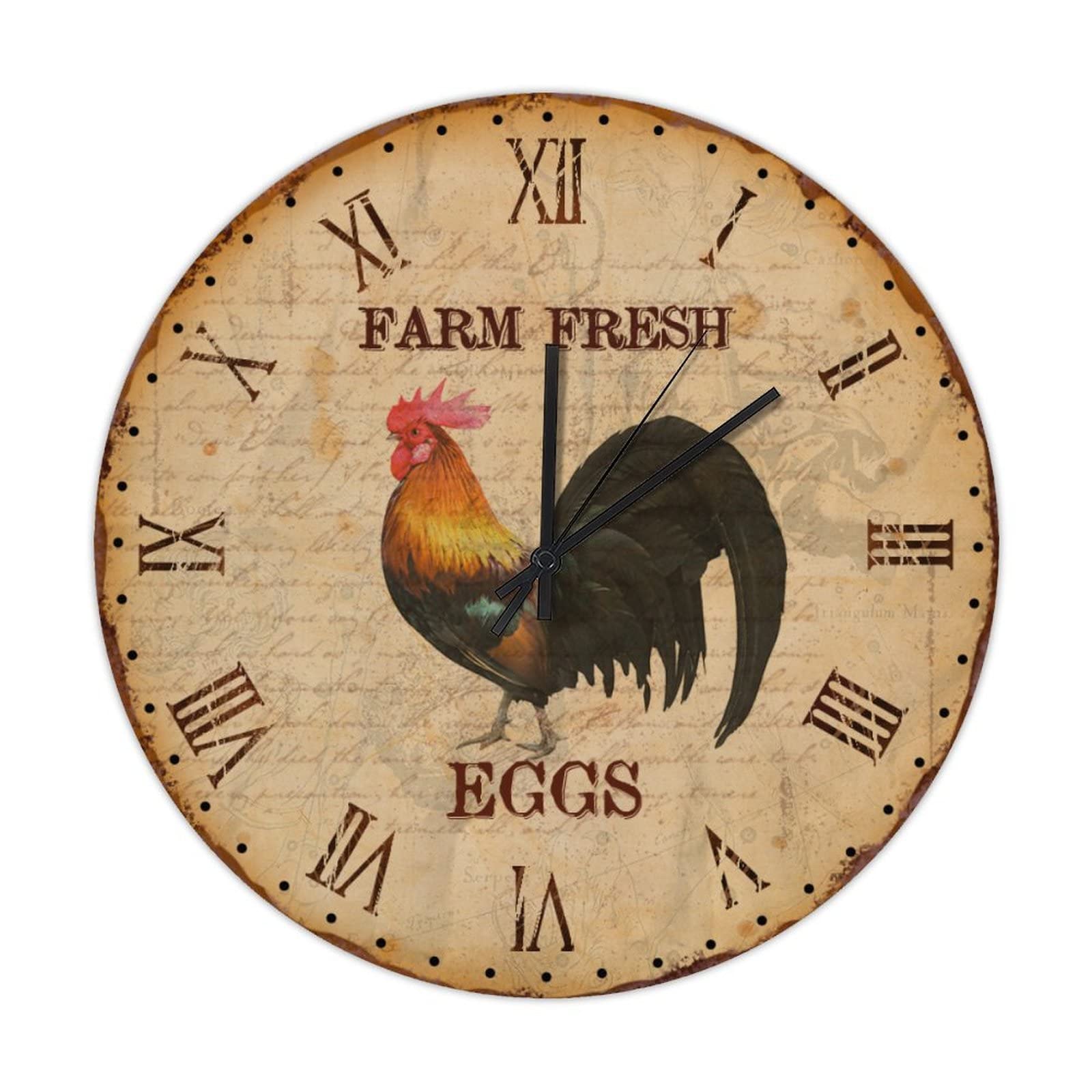 Horloge murale en bois silencieuse vintage 38 cm pour salon et chambre