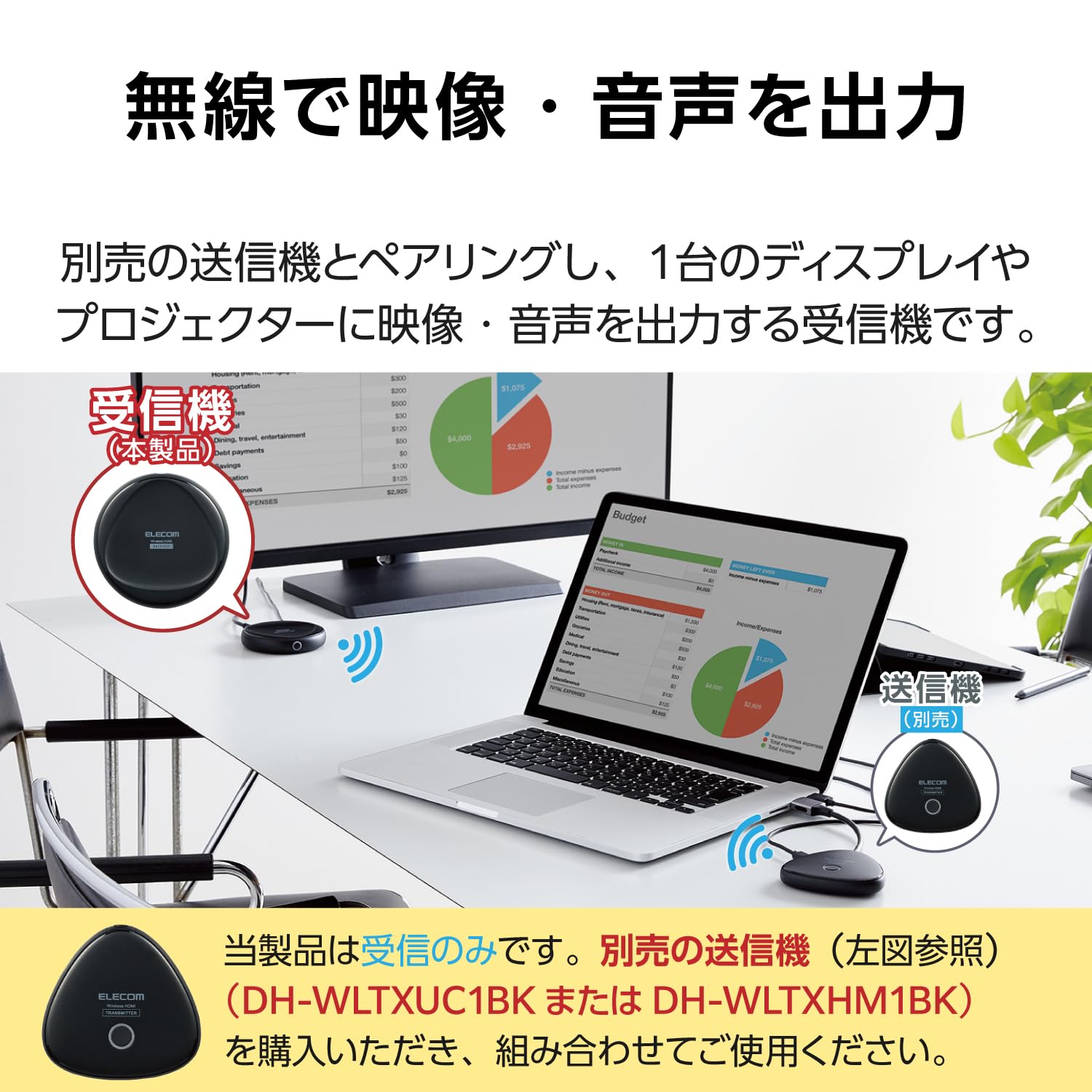 Amazon.co.jp: エレコム ワイヤレスhdmi 受信機 エクステンダー 無線