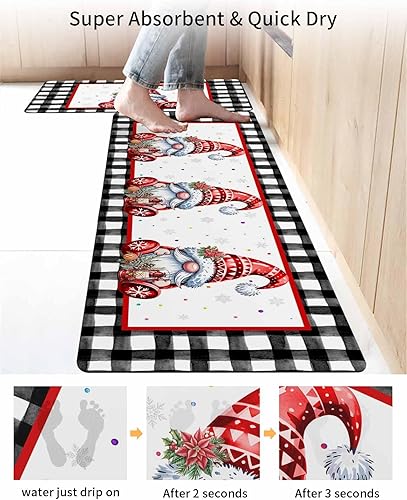 Miniatura 4 de Tapete de baño de gnomos de Navidad para bañera, tapete antideslizante de secado rápido y absorbente, tierra de diatomeas, fregadero de ducha,