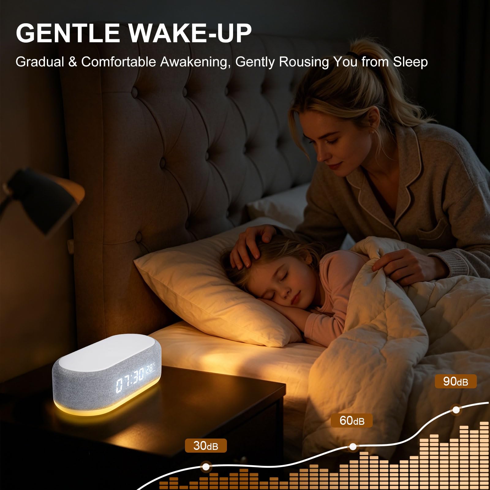 4 In1 Smart Wecker, Digitaler Tischwecker mit Licht und Ladestation, Radiowecker mit Ladefunktion & Temperaturanzeige, Helligkeit regelbar, ABS Tischuhr für Schlafzimmer Schreibtisch