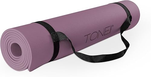 Miniatura 22 de TONE Fitness Esterilla de yoga antideslizante de 1/4 pulgadas de grosor para ejercicios y pilates para entrenamientos en casa con correa de