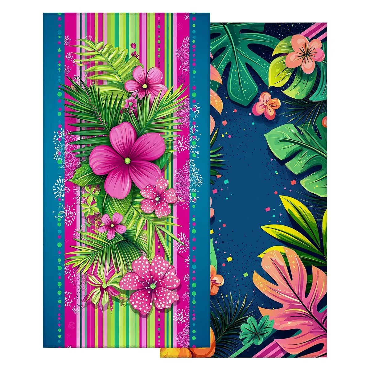 Serviette de Plage Microfibre, Lot de 2 Serviette de Bain Grande Taille 100x200 cm, Séchage Rapide Drap de Bain Fleur, Anti Sable Serviettes de Plage, Serviettes Microfibre Sport pour Travel -4580