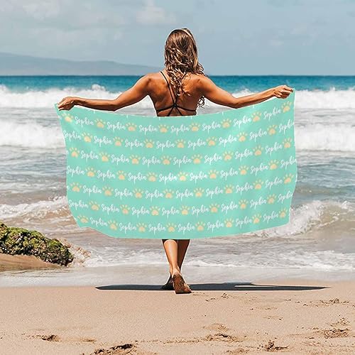 Miniatura 8 de Toallas de playa personalizadas con tu nombre, hojas tropicales, naranja, toallas de playa personalizadas para adultos, de secado rápido, toallas de