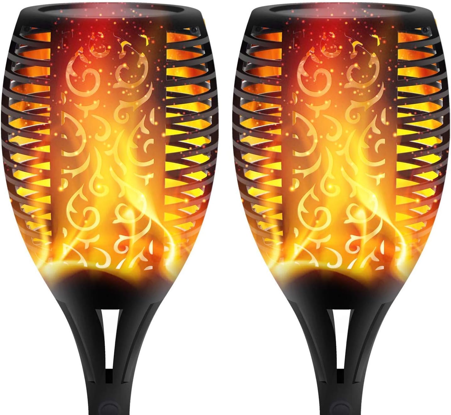 Solar Lights Outdoor Waterproof Dancing Fire Mashaal Flame Torch 96 Led 2200 Mah Battery Lantern Landscape Lighting Dusk to Dawn Auto On/Off Security Torches (Pack of 2) - Abs, Polycarbonate