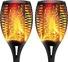 XERGY Solar Lights Outdoor Waterproof Dancing Fire Mashaal Flame Torch 96 Led 2200 Mah Battery Lantern Landscape Lighting Dusk to Dawn Auto On/Off Security Torches (Pack of 2) - Abs, Polycarbonate