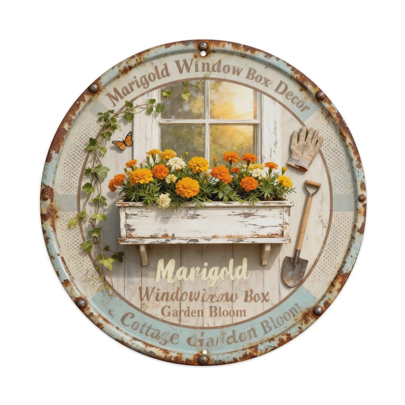 Marigold Window Box Metal Tin Sign Plaque