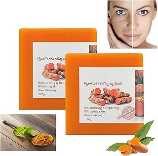 Turmeric Brightening Soap,Natural Turmeric Skin Soap,Turmeric Soap Bar for Face & Body,Skin Brightening Soap for All Skin Types,Gentle Soap for Face and Body. (2pcs)