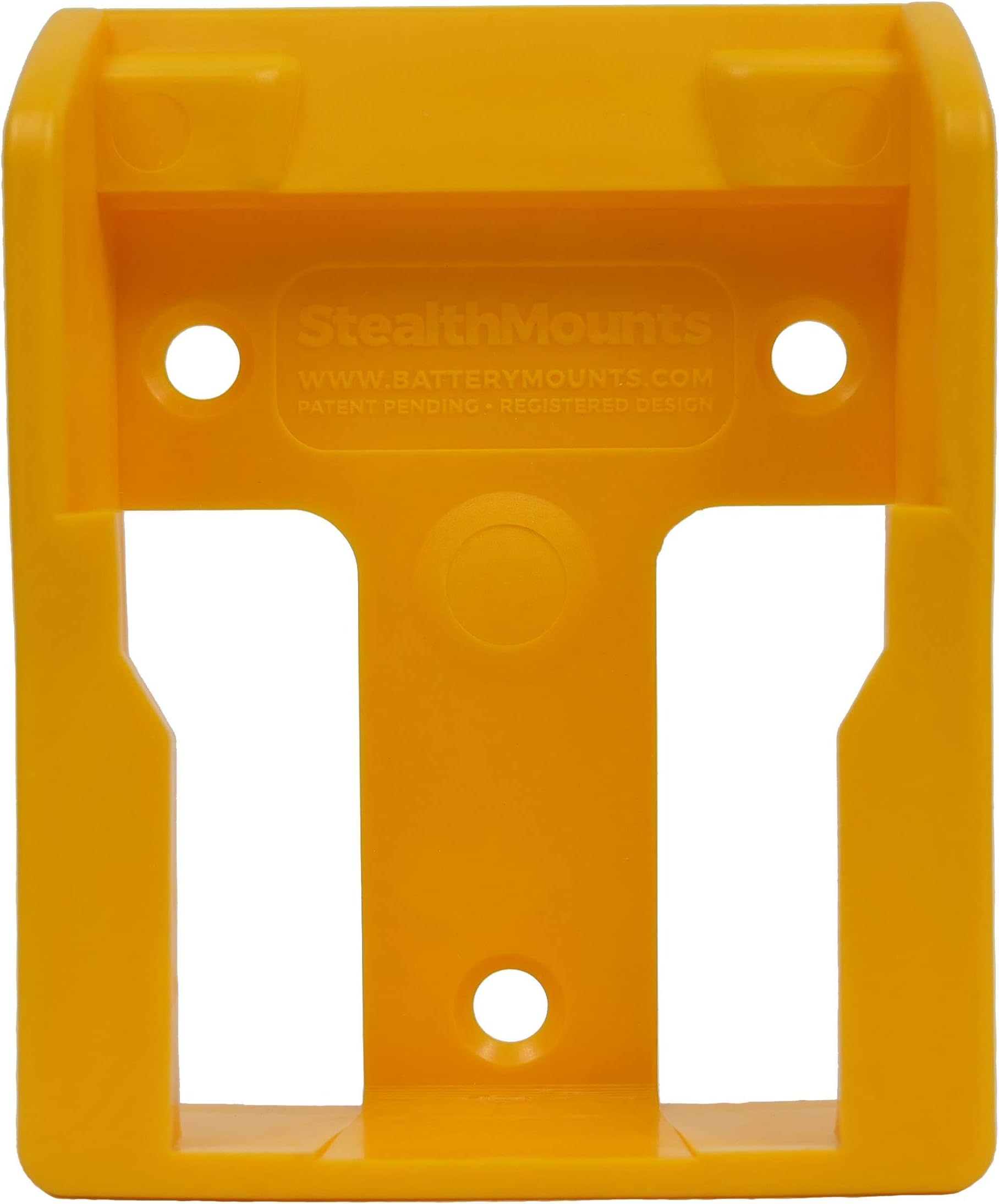 StealthMounts Battery Mounts for DeWalt MAX + XR + Flexvolt | Cordless Battery Holders for DeWalt 18v + 20v + 54v + 60v Power Tools | 5 Pack | Yellow Battery Organisers