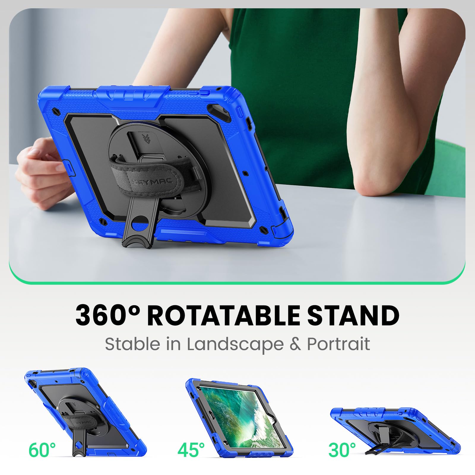 SEYMAC Stock IPad 6th/5th Generation Case, Three Layer Drop Protection Case With 360 Rotating Stand Hand Strap & Stylus Pe | Best Buy Canada