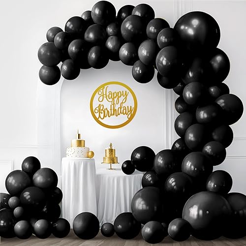 Miniatura 8 de KatchOn, Juego de globos de látex negros, grandes de 18 pulgadas, paquete de 120, kit de guirnalda de globos negros, globos negros de látex para