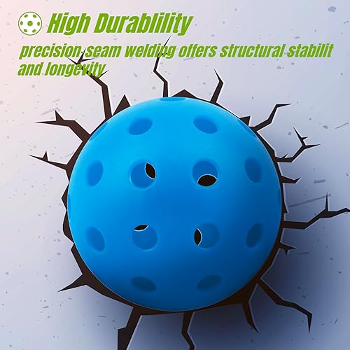Miniatura 4 de Muka Paquete de 10 bolas de pickleball con bolsa de cordón, bolas de pickleball de 40 agujeros para exteriores