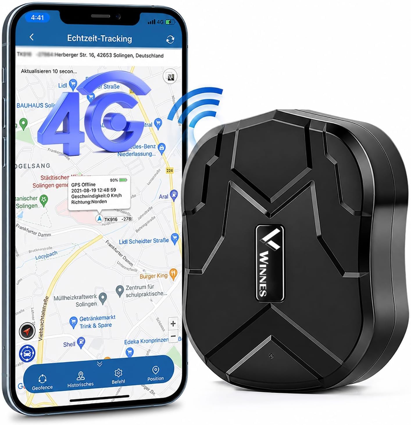 4G LTE GPS Tracker,GPS Tracker Auto 10000mAh 80 Tage Standby Starker Magnet Wasserdicht Tracker und Anti Lost GPS Locator für Fahrzeug Auto Boot LKW Echtzeit Tracking Gerät GPS Ortung