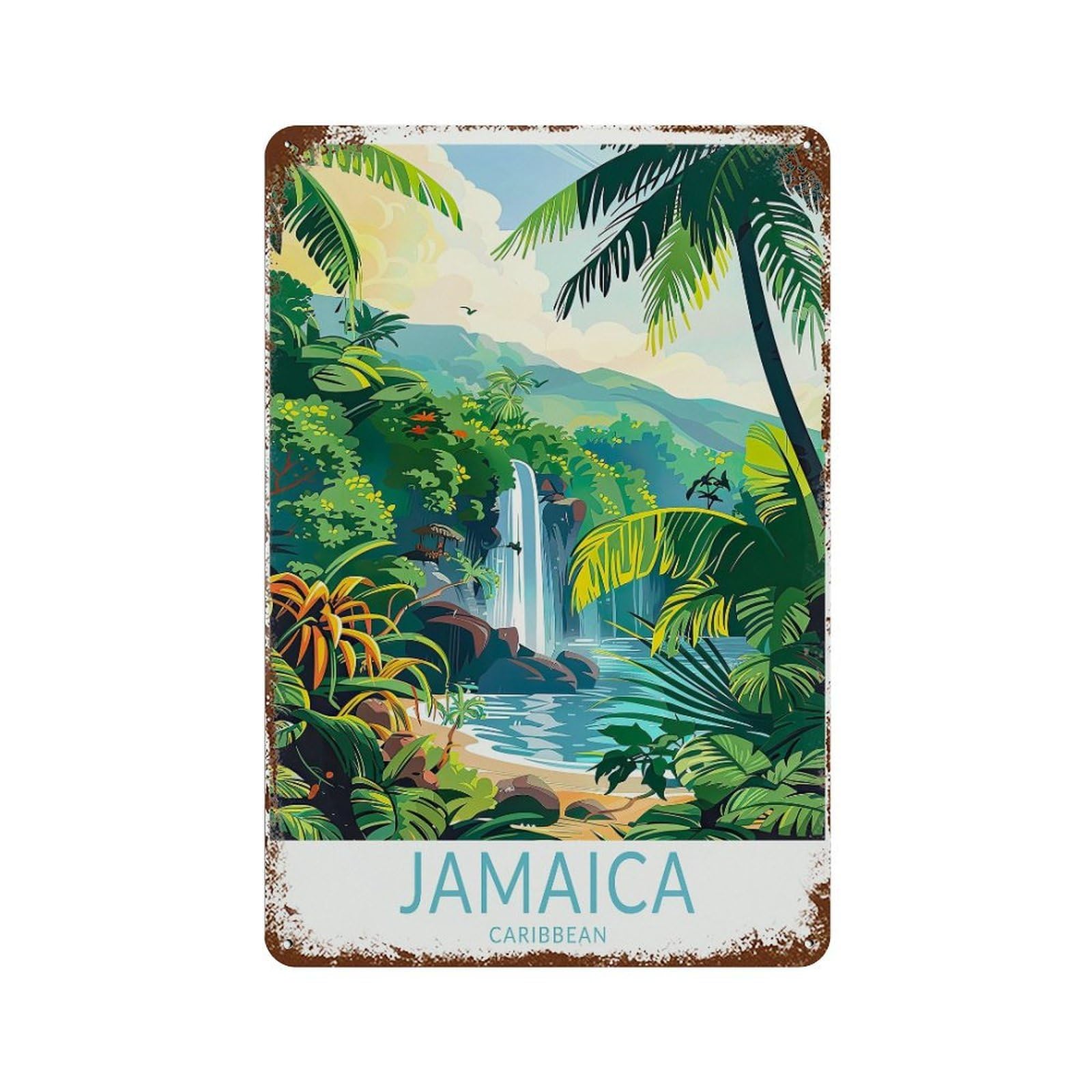 xiaoxiaoshen Jamaica Travel Caribbean Coast Decor, Personalized Wedding Present Wall Decor Art Metal Tin Poster Modern Home Decor Art Home Bar Shop Decorations Vintage Sign 30x20cm