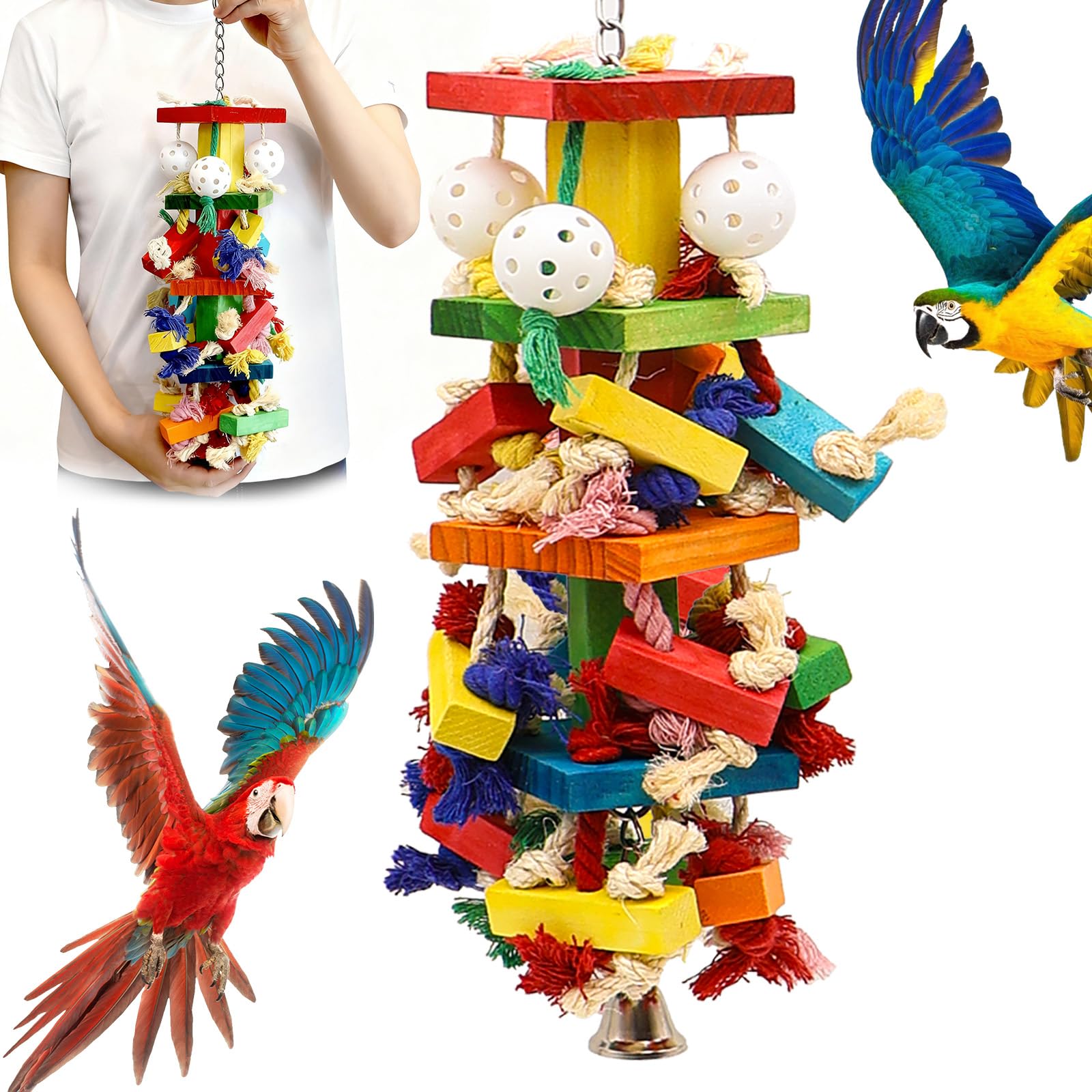 Juguetes interactivos de loros para pájaros grandes, cacatúa, cacatúa y periquito, cosas de juego para pájaros grandes, juguetes divertidos y atractivos para pájaros