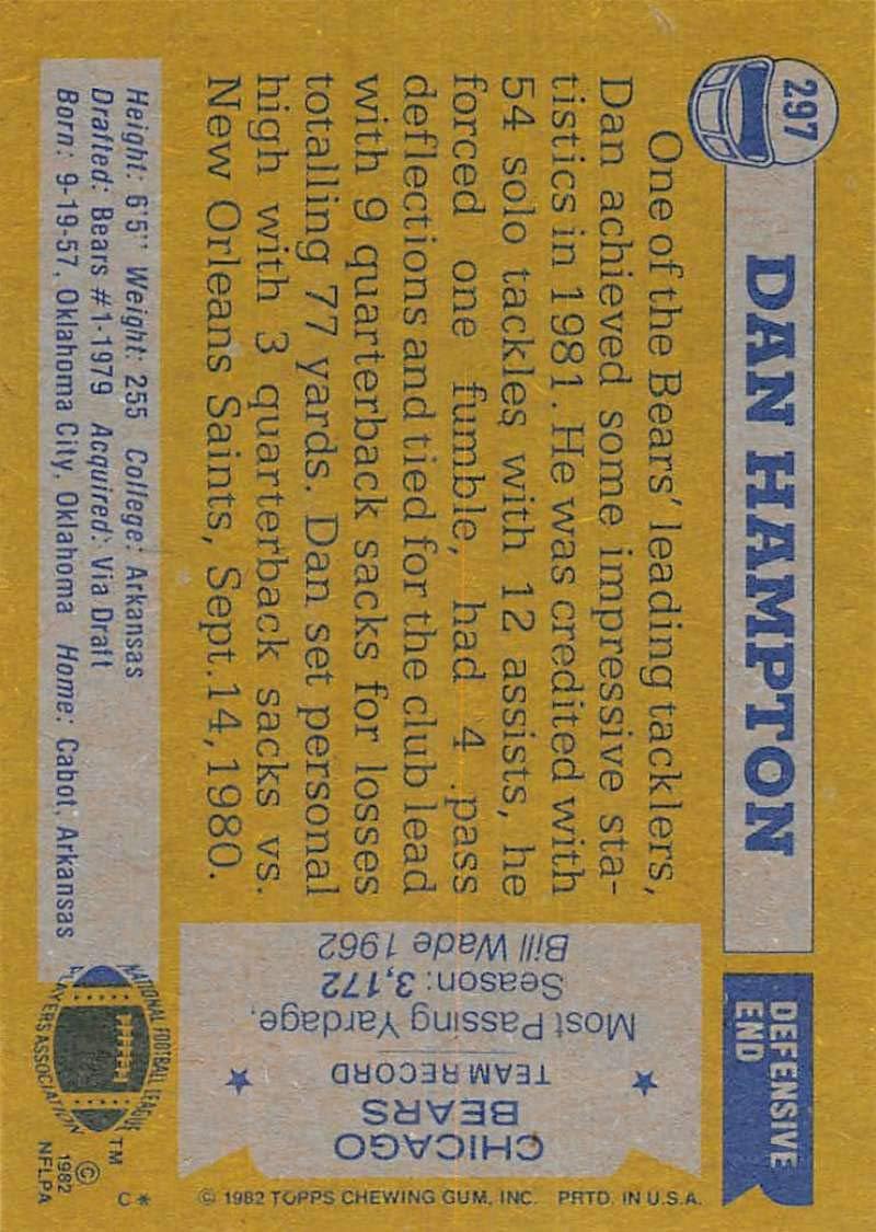 1982 Topps Football #297 Dan Hampton Chicago Bears