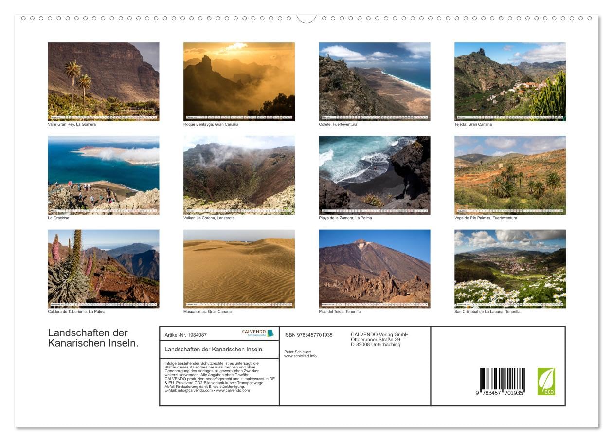 Landschaften der Kanarischen Inseln. (hochwertiger Premium Wandkalender 2026 DIN A2 quer), Kunstdruck in Hochglanz: Die faszinierende landschaftliche Vielfalt der Kanarischen Inseln. (CALVENDO Orte)