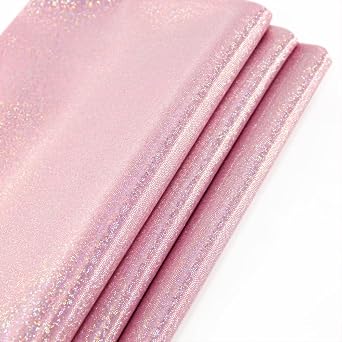Laser 2 Ways Stretch Knit Fabric by 1Yard Polyester Spandex Stretch Fabric for DIY Christmas Crafting and Sewing Costume Stage Perfomance Clothing Party Decor Pink, 1 Yard
