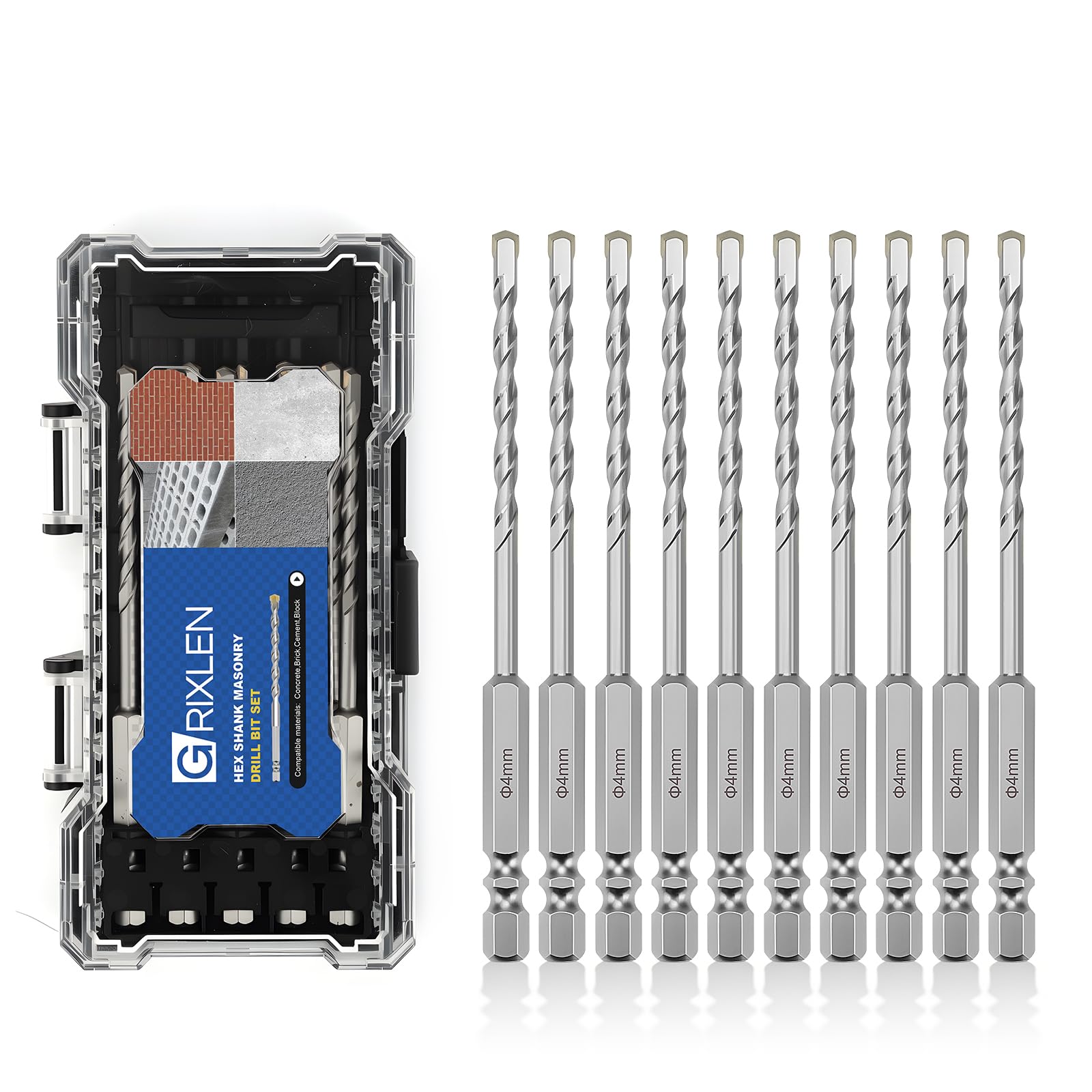 GRIXLEN Masonry Drill Bits - 3 Pack 4mm -10 GRIXLEN Masonry Drill Bits - 3 Pack 4mm -10