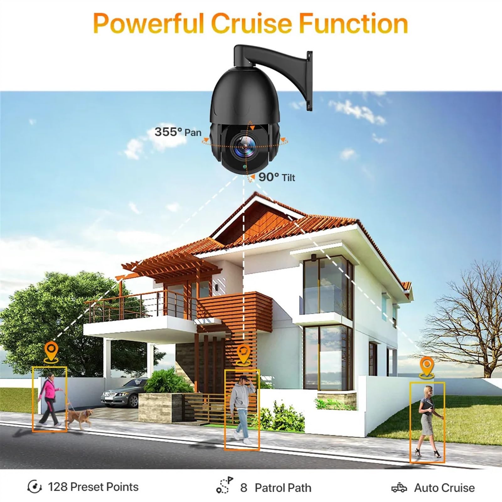 Sistemas de Cámaras, Cámara IP PoE 4K de 8MP for Exteriores, cámara Domo de Velocidad con Zoom óptico 30X, visión Nocturna HD de 5MP, vigilancia de vídeo CCTV de 80M P2P(8MP Camera)