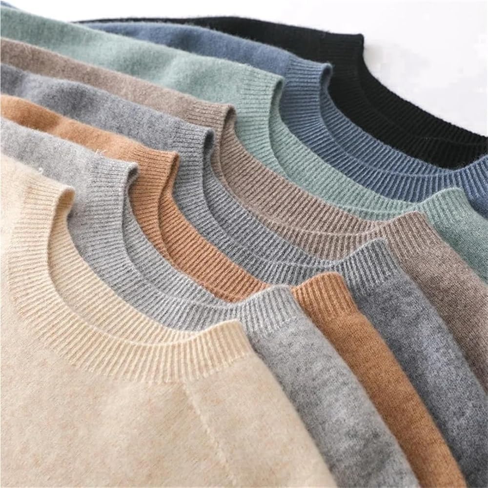 Mens Casual Pullover Sweater Round Neck Short Sleeve Loose Fit Thin Knit Solid Color T-Shirt Stylish Comfortable Fit