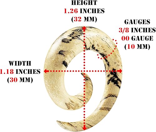 Miniatura 2 de Par de tamarindo de madera en espiral de bobina cónica piercing joyería tapones para los oídos, dilatadores de lóbulo de pendientes