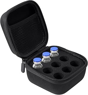 9 Slot Insulin Fridge Travel Storage Case, Black Secure & Compact Peptide Holder Fridge Organizer Case Fits Standard 10ml U-100 Vials (Not Fit Tall Vial)