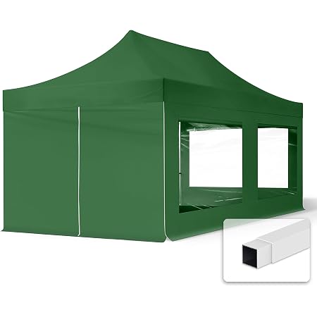 TOOLPORT Gazebo Pieghevole 4x6m Professionale, Struttura In Alluminio 50mm, Telo PES 800 Impermeabile, Con Pareti Laterali Panoramiche, Bianco