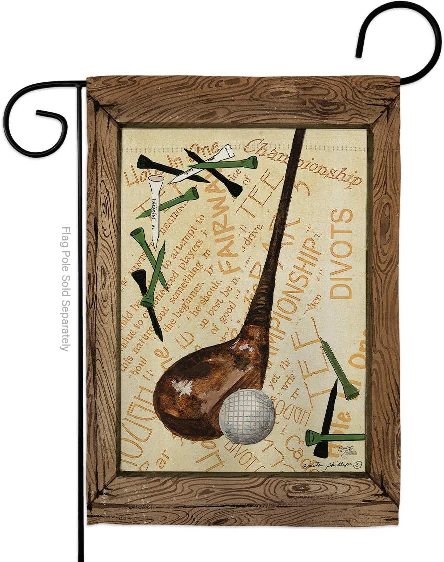 Strike A Golf Ball Garden Flag Set Wall Hanger Sports 18 Hole Championship Club Entertainment Activity Physical Small Decorative Gift Yard House Banner Double-Sided Made In USA 13 X 18.5