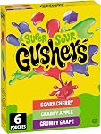BETTY CROCKER GUSHERS Saveurs Raisin et Tropical, Snacks Fruités Saveur Fraise, Paquet de 6 Sachets de Snacks Fruités, Paquet Varié