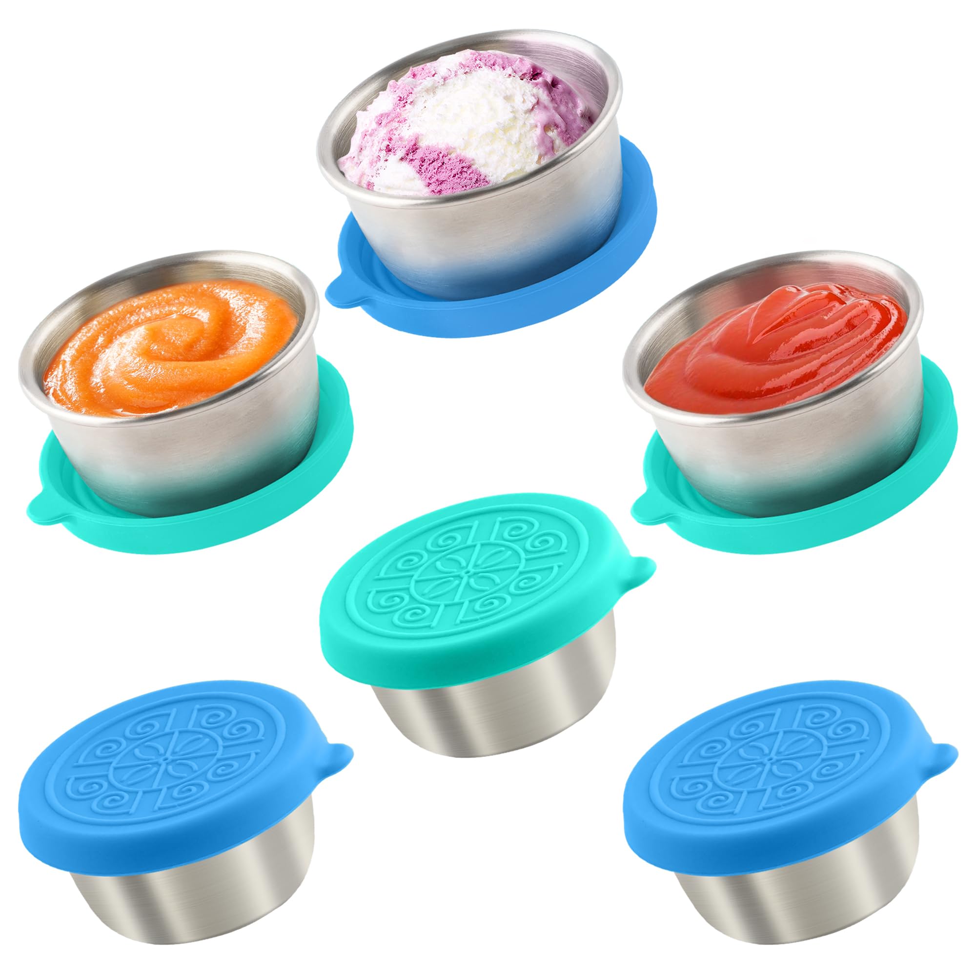 6x1.6 Oz Salad Dressing Containers With Lids, Small Leakproof Reusable Stainless Steel Salad Dressing Container To Go For Lunch Boxes,Sauce containers, Picnics,Travel Meal Prep And Kitchen Storage.