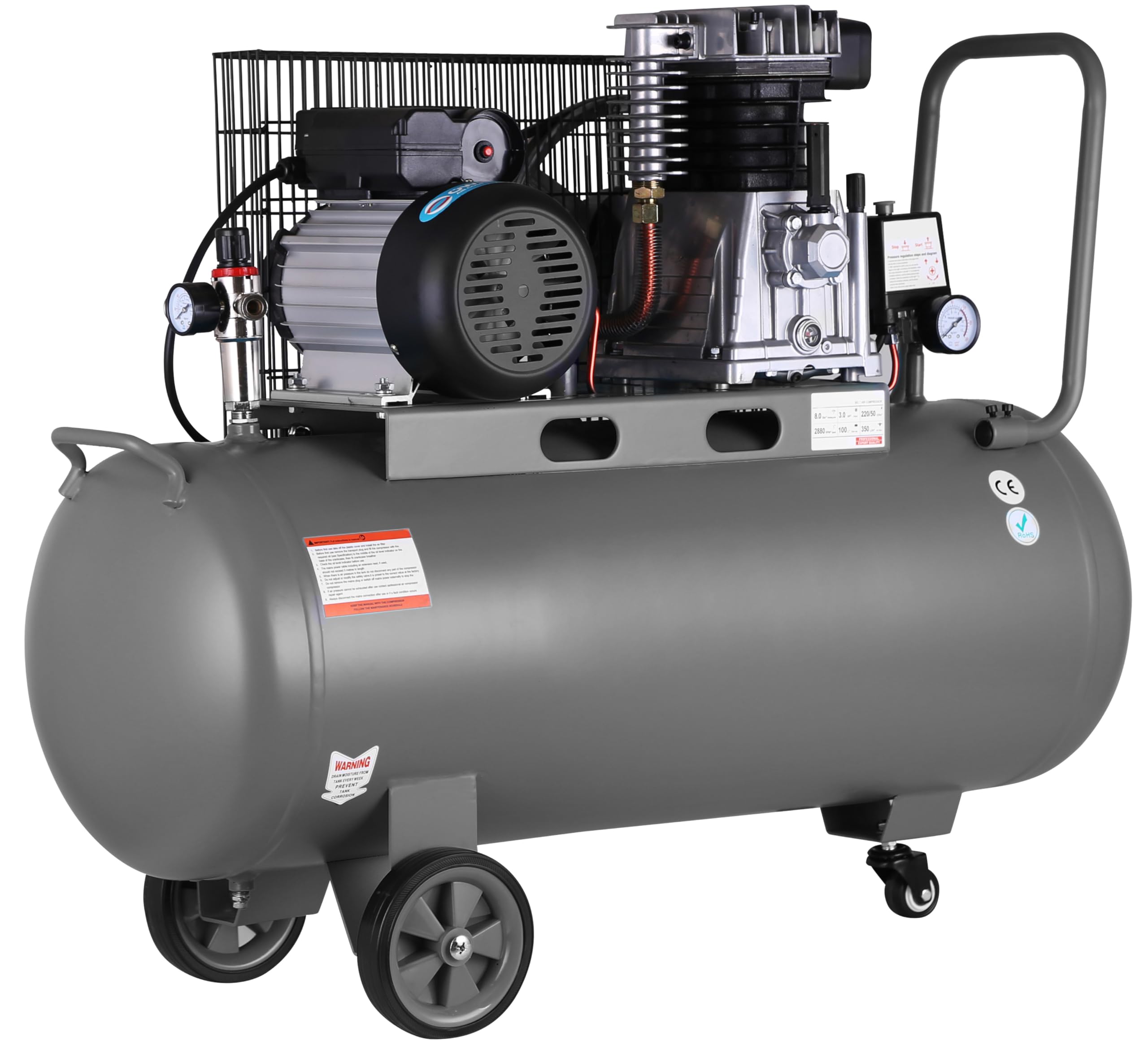Compresor de aire profesional con certificado CE por correa, 200 litros 3 CV 8 Bares