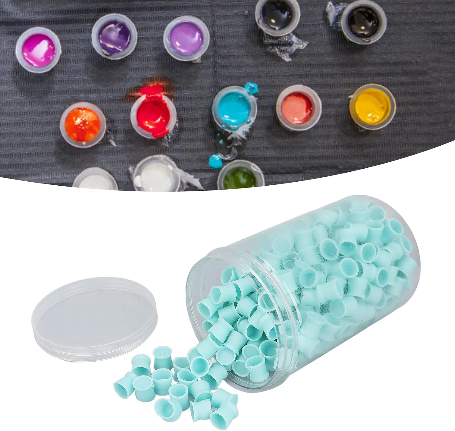 Tattoo Ink Cups, 300pcs Disposable Tattoo Pigment Cups, Silicone Multipurpose Pigment Cups Ink Paint Cups for Tattoo Supplies (Blue)