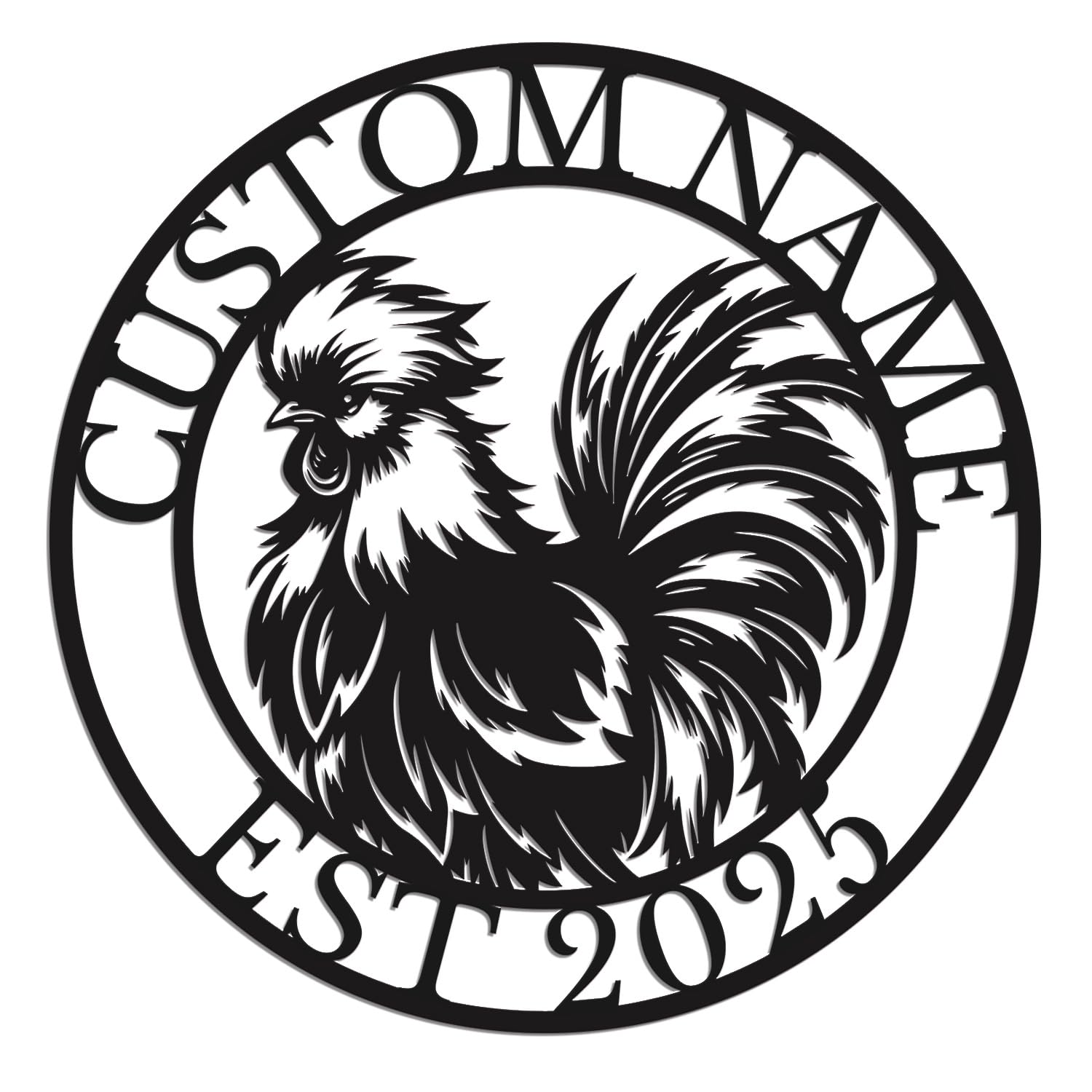 Houdoum Style-9 Personalized Chicken Metal Wall Art - Custom Farmhouse Chicken Sign For Kitchen & Garden Decor - Rustic Country Gift (Style-9)