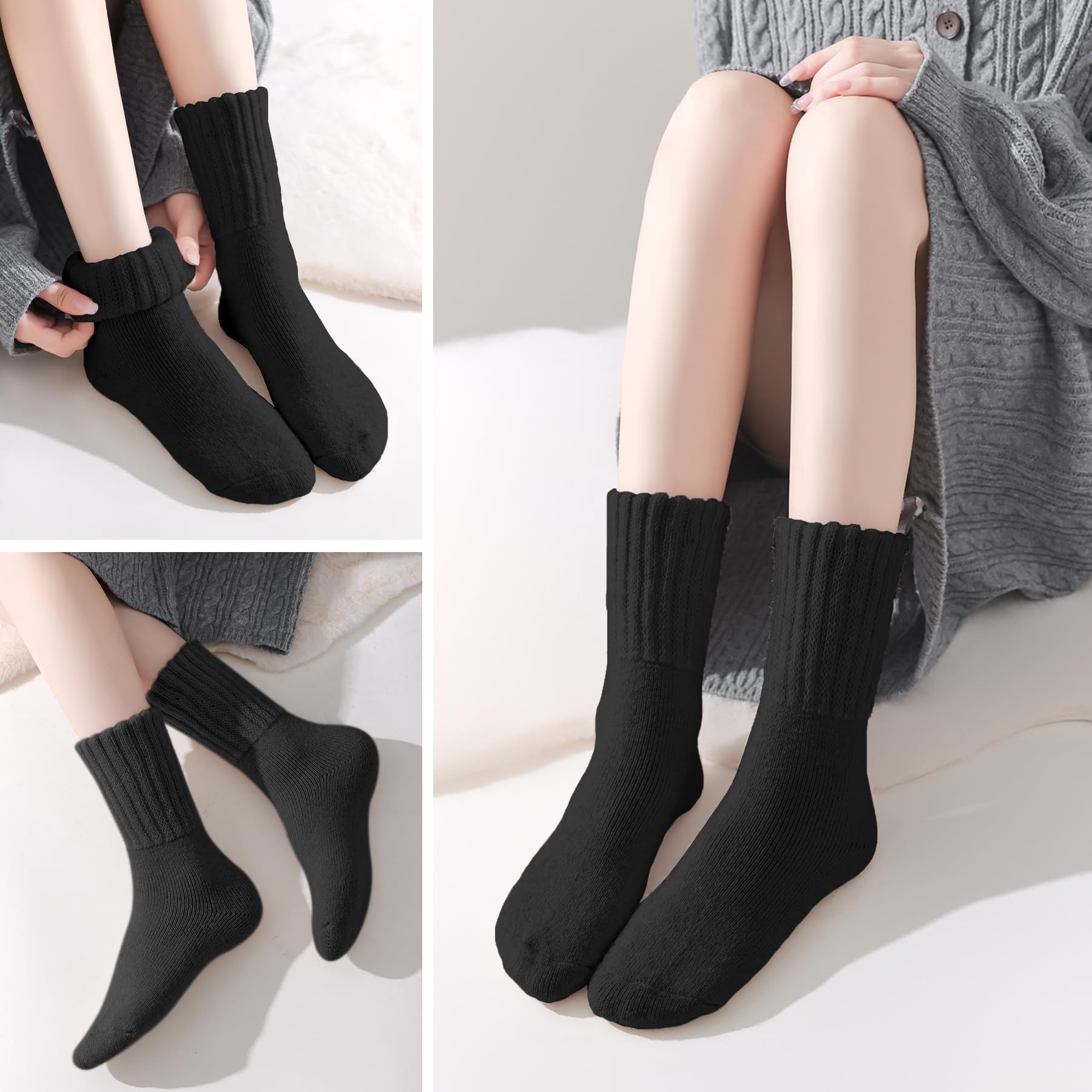 Calcetines térmicos para botas para mujer, calcetines cálidos para invierno, gruesos, para senderismo, jóvenes, 3/5 pares, 5-10