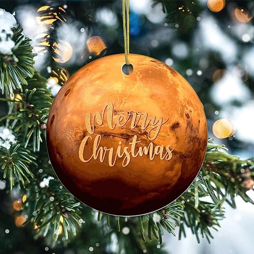 Miniatura 2 de Two-Side Printed Cosmic Galactic Planet Ceramic Christmas Ornament, Novelty for Family Friends Kids, Space Enthusiast Christmas Keepsake Pendants
