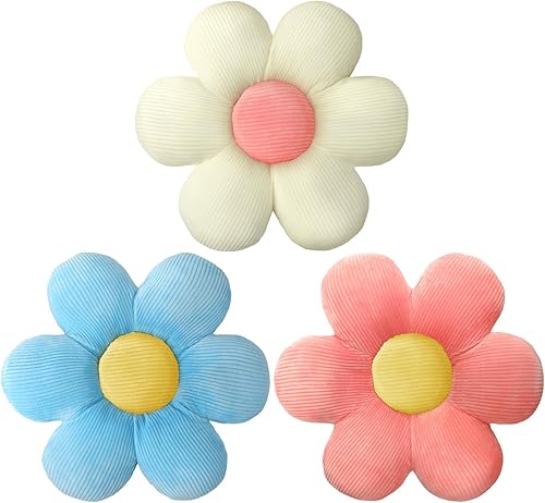 Sratte 3 almohadas de flores en forma de flor, lindas almohadas de margaritas para adultos y niños, decoración del hogar, dormitorio, sofá, silla,
