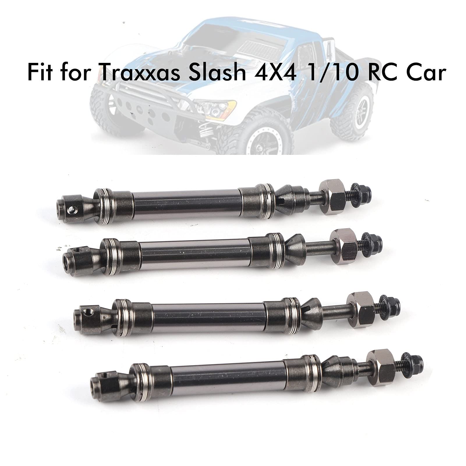 CVD Drive Shaft, 4Pcs Metal Front Rear Drive Shaft 1/10 RC Car Front Rear Compatible for Traxxas Slash 4X4()