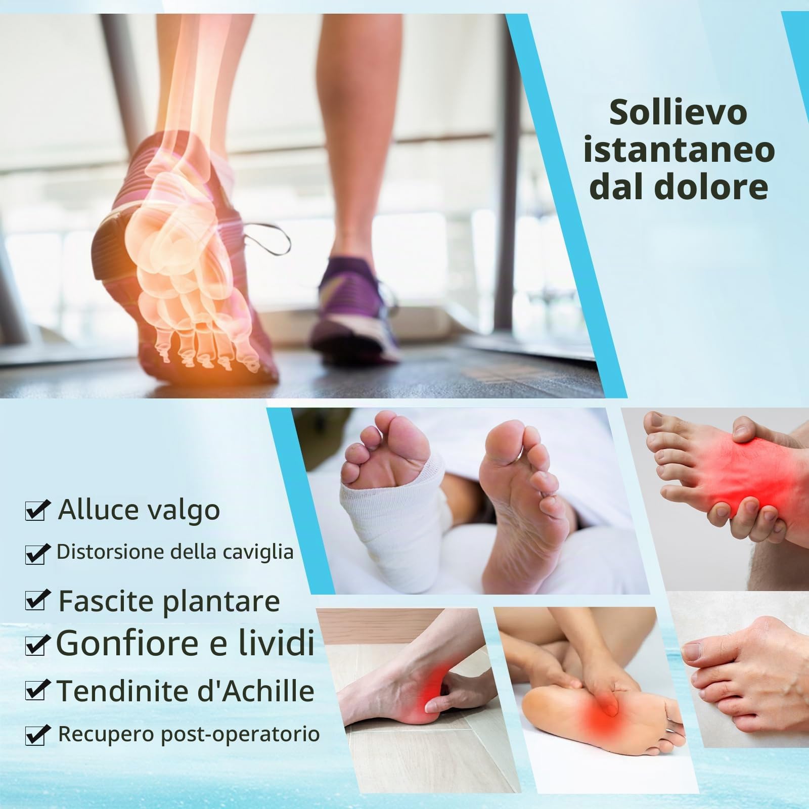 Calzini per terapia del freddo, impacco di ghiaccio riutilizzabile per lesioni, sollievo dal dolore per tendinite d'Achille, fascite plantare, tallone del piede (2PCS, M)