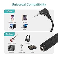 Vista 7 de PNGKNYOCN Cable corto de 1/4 a 0.138 in, 90 grados, 0.138 in (1/8 pulgadas) macho a 0.250 in (1/4 pulgadas), cable de audio estéreo hembra