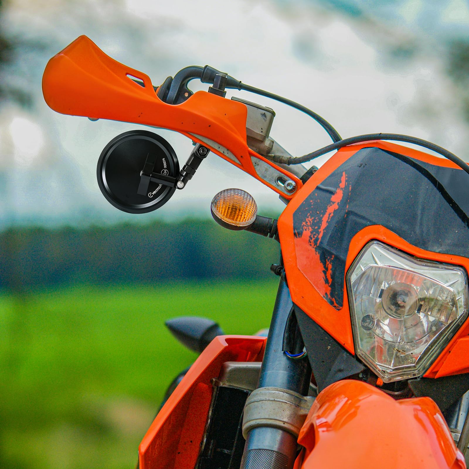 evermotor Rétroviseur Moto Homologué E24 Ø95 mm Aluminium CNC Réglable 360° avec Fixation à Pince pour Guidon 22 mm et 25,4 mm Sans Démontage 1 Pièce