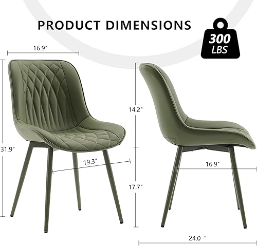 Miniatura 2 de YOUNIKE Dining Chairs Set of 2 with High Back Mid Century Modern Kitchen Dining Room Chairs Faux Leather Upholstered Comfortable Wide Seat Padded