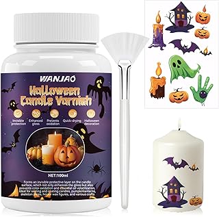 Candle Varnish, Gloss Varnish for Halloween Decorations Long Lasting Protection with Halloween Candle Sticker for Candles Pumpkin Lanterns Skeleton Props and Other Crafts, 100ML