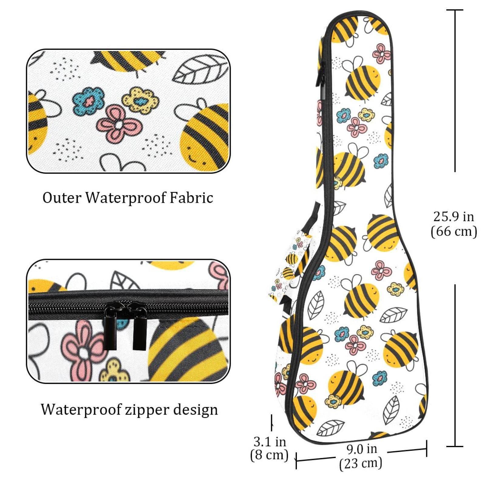 Ukulele Koffer Niedliche Biene Ukulele Tasche 23 Zoll 10Mm Gepolsterte Für Sopran Tenor Konzert Ukulelen