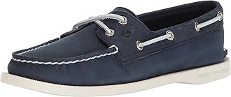 Womens A/O 2-Eye Boat Shoe, Navy, 7