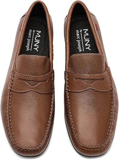 Marc Joseph New York Mens Nebraska Loafer, Cognac Grainy, 11.5, Medium