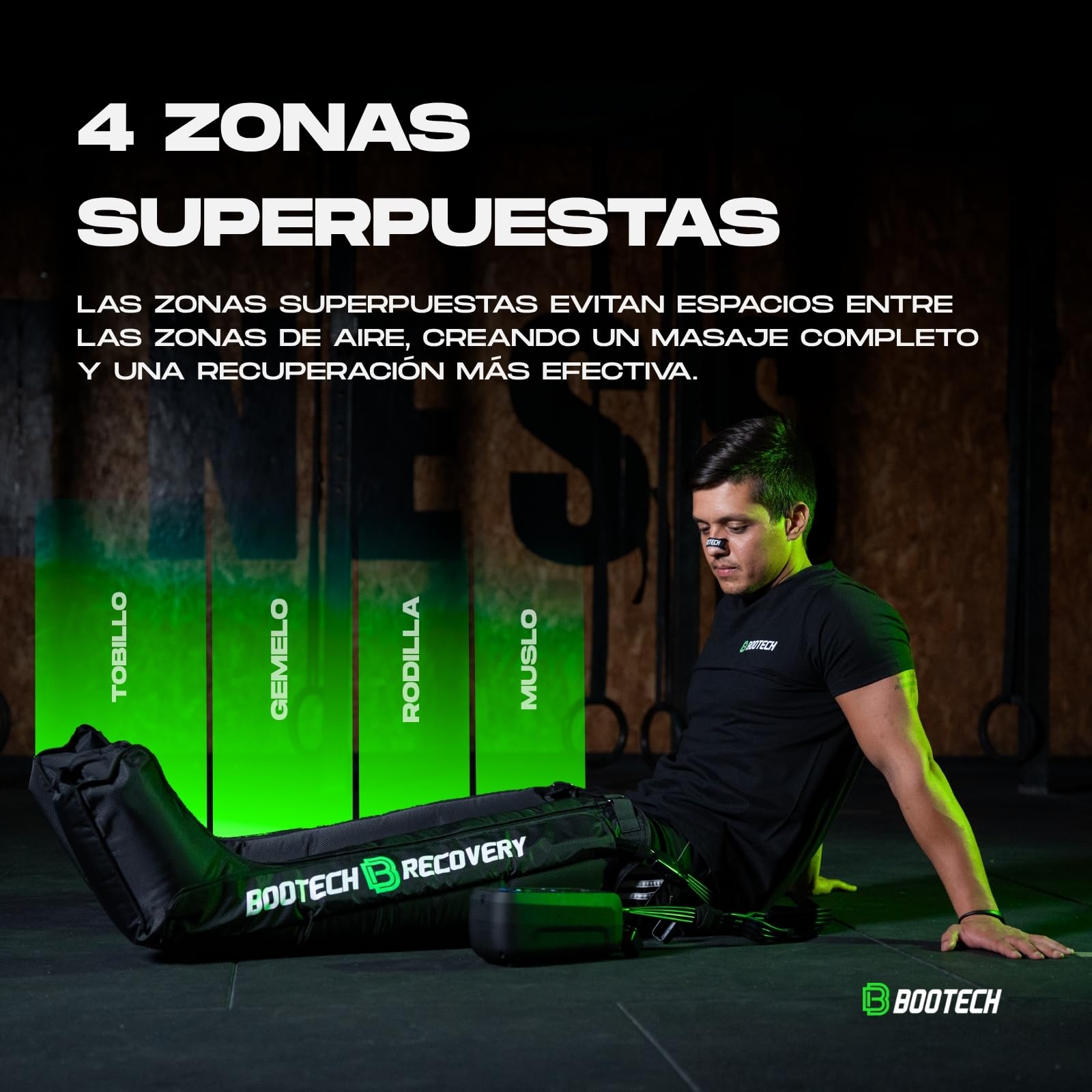 BOOTECH Presoterapia Premium Recargable para Casa, Masajeador de Piernas Cansadas, Mejora la Circulación, Recuperación Muscular Drenaje Linfático Celulitis Automia Bateria 5H, Sin Mochila (M)