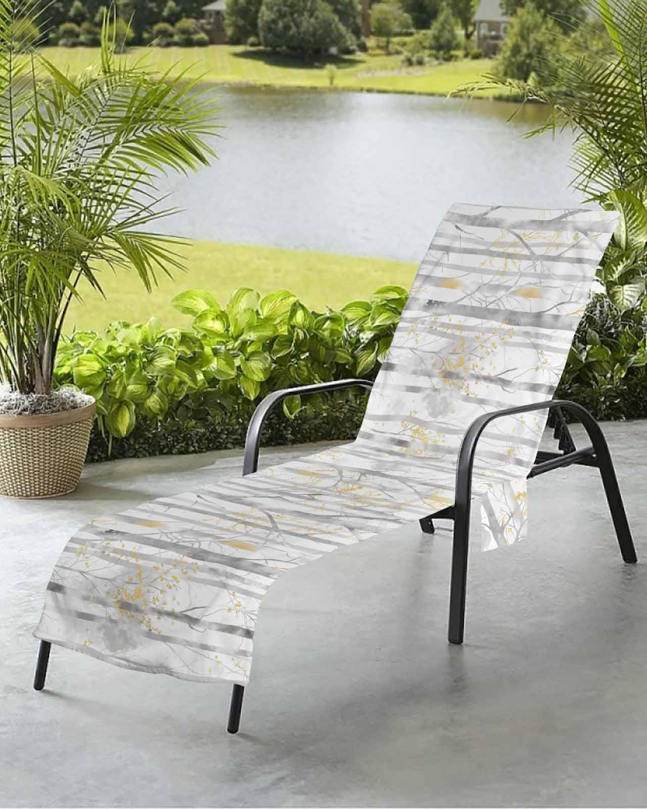 Tree Forest Beach Chair Towel Covers for Chaise Lounge With Side Pocket, Soft Plush Pool Towels Cover for Patio Sunbathing Outdoor 29''x85'' Abstract Contemporary Nature Painting