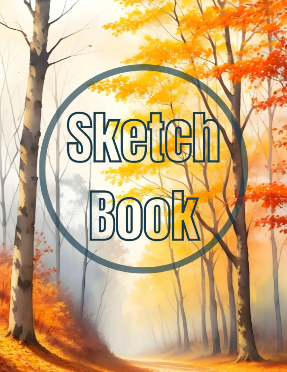 Sketch Book: Premium watercolor Autumn in the Forest view design cover page Sketchbook Blank Paper Pad 8.5" x 11" - 120 Pages Blank Paper Book For ... Unlined Journal Soft Cover sketchbooks