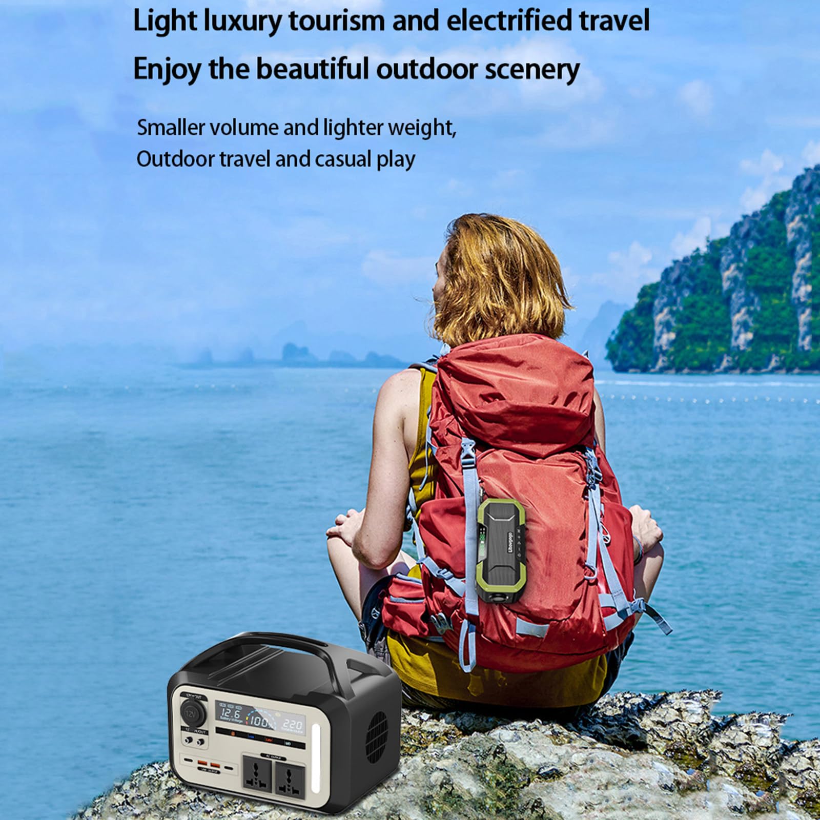 Alimentation Portable extérieure 220 V Haute capacité pour Camping, autonomie et Alimentation de Secours Domestique, 480 Wh + 900 W