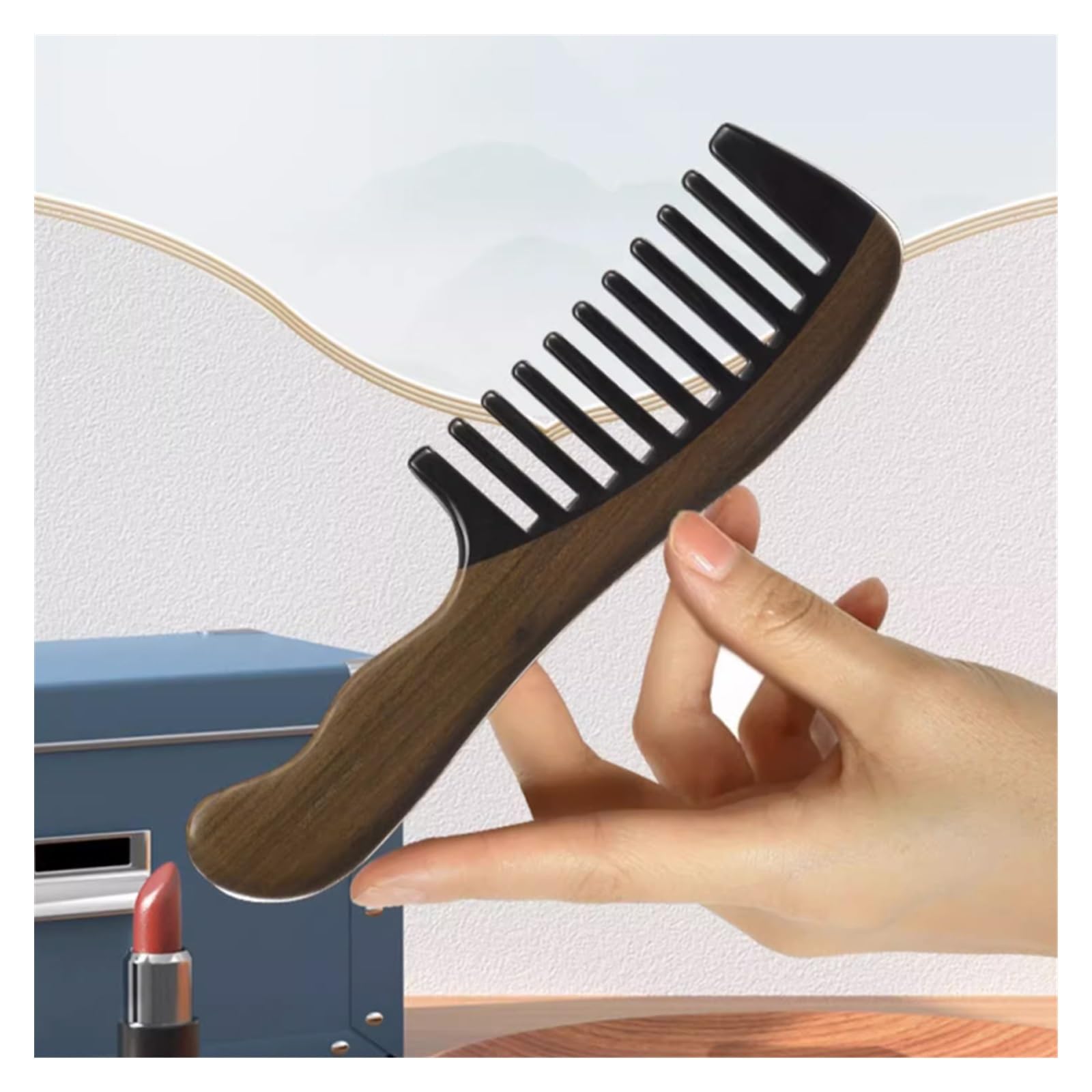Peines de peinado Peine de madera de dientes anchos for hombres y mujeres, herramienta de peinado for masaje de cabello rizado Peine de pelo rizado